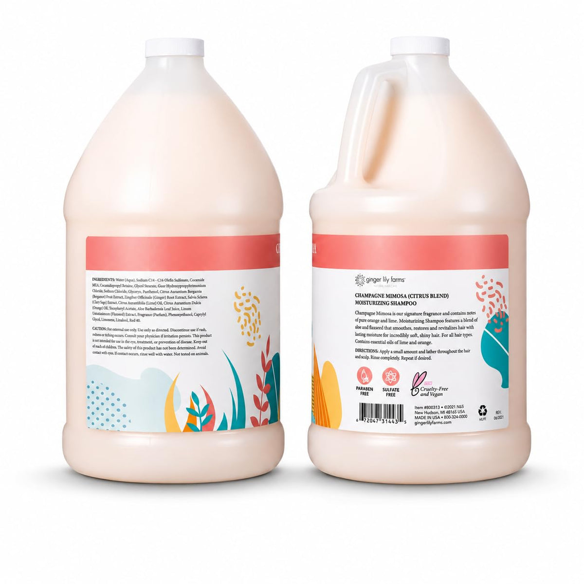 Ginger Lily Farms 1 gallon Moisturizing Shampoo side view