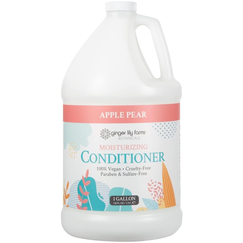 Ginger Lily Farms 4pk Moisturizing Conditioner 1 Gallon Apple Pear side view