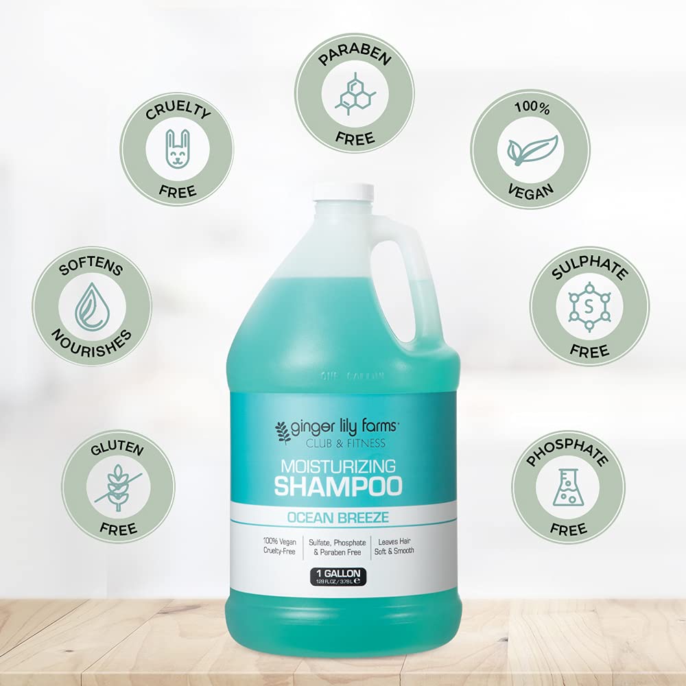 Ginger Lily Farms 4pk Moisturizing Shampoo Ocean Breeze in use