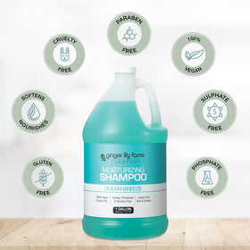 Ginger Lily Farms 4pk Moisturizing Shampoo Ocean Breeze in use