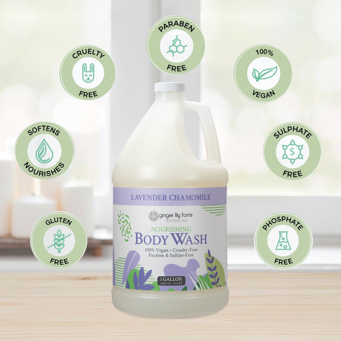 Ginger Lily Farms body wash in a shower setting