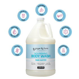 Ginger Lily Farms body wash label with ingredients
