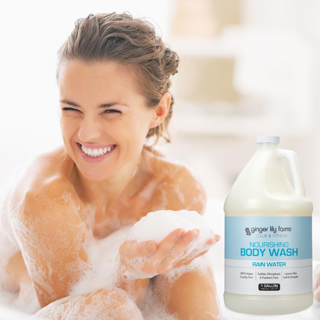 Ginger Lily Farms body wash with fresh rain water theme