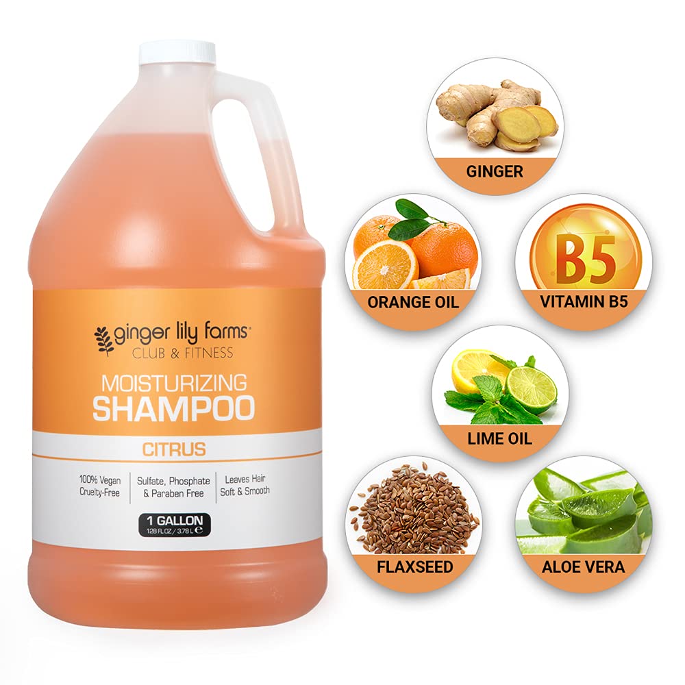 Ginger Lily Farms Citrus Moisturizing Shampoo label close-up
