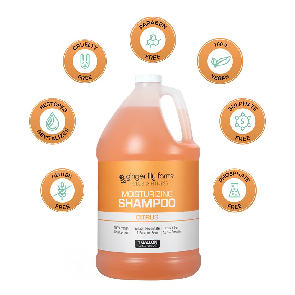 Ginger Lily Farms Citrus Shampoo in a shower setting