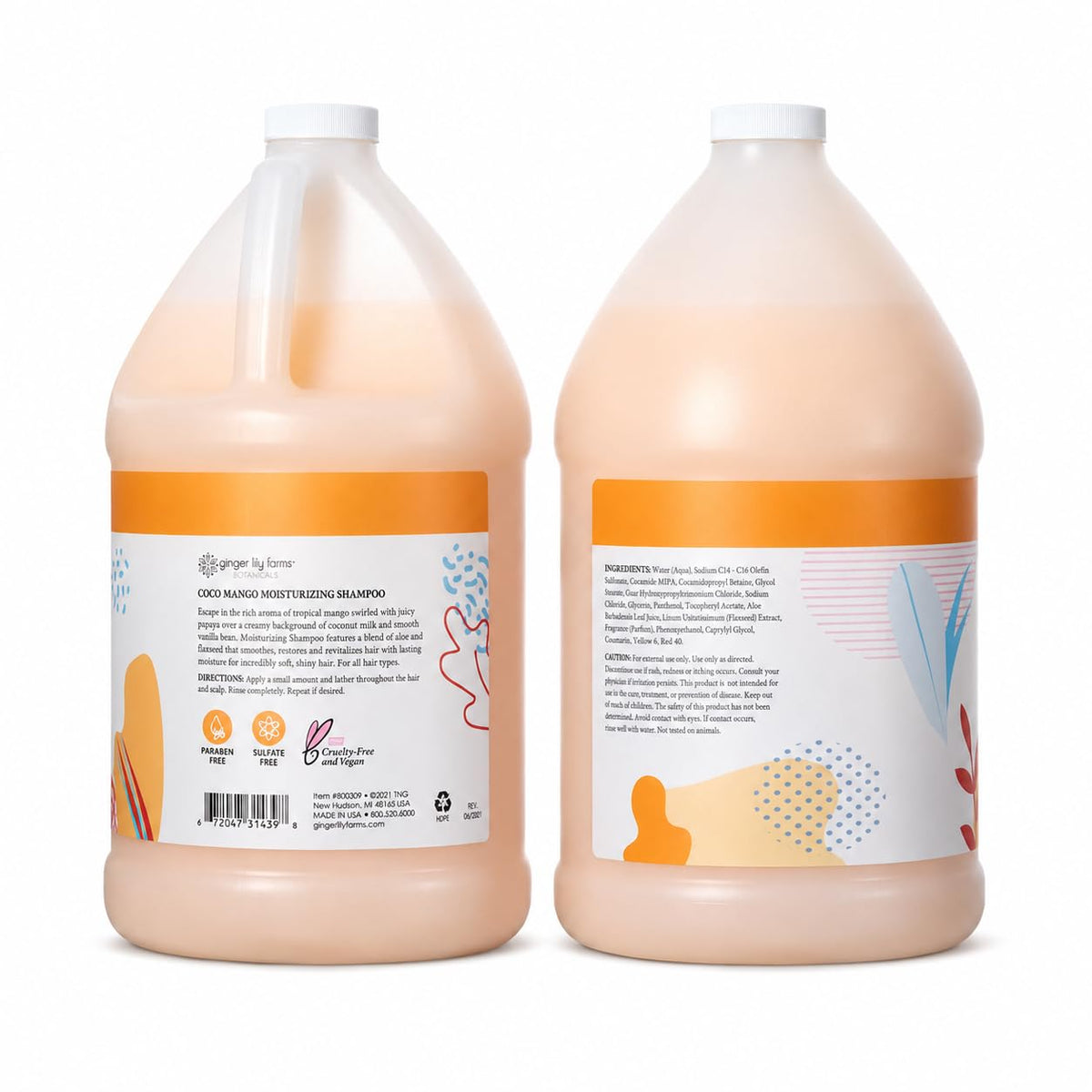 Ginger Lily Farms Coco Mango Shampoo label close-up