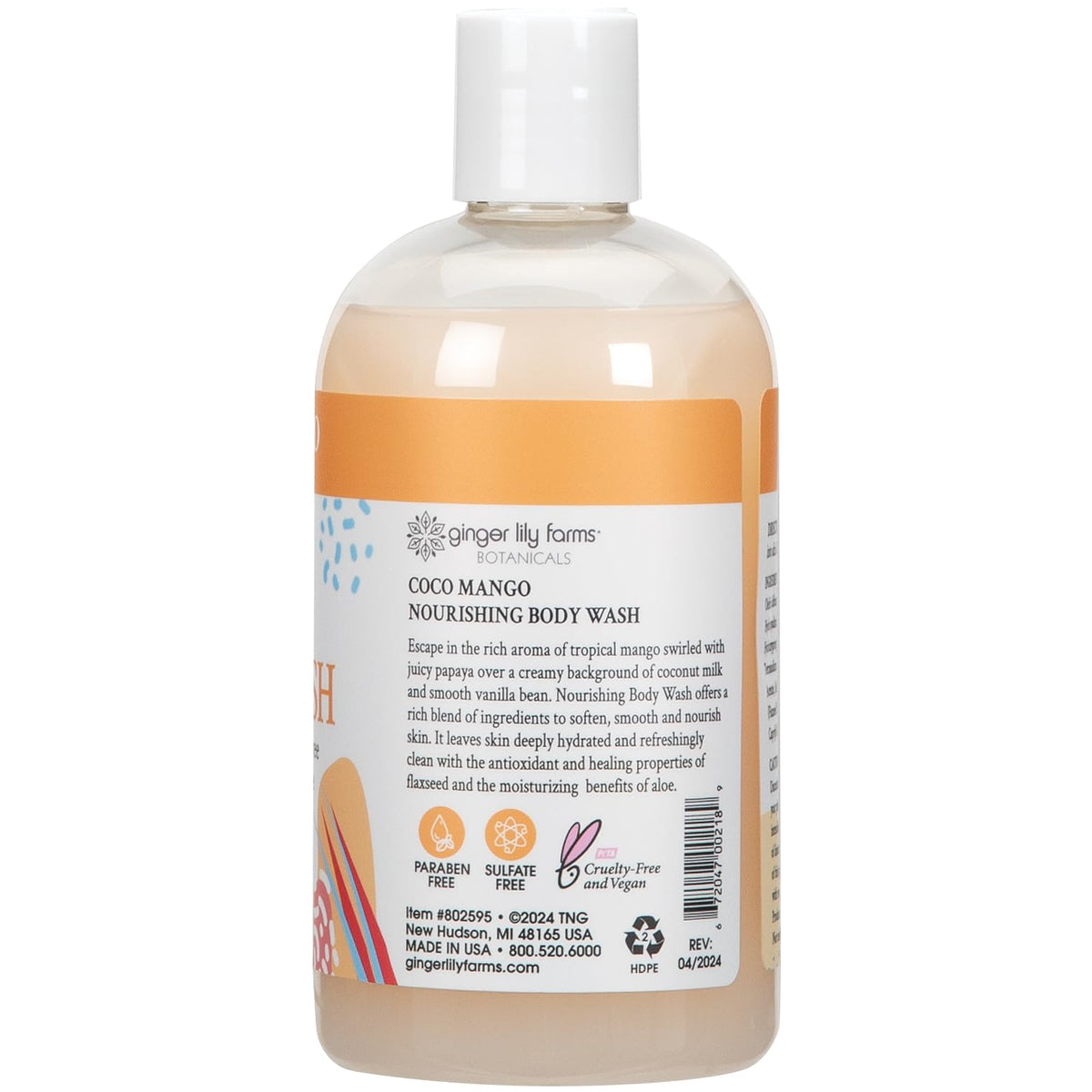 Ginger Lily Farms Coconut Mango Body Wash bottle with flip top