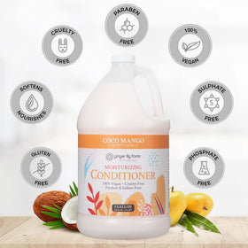 Ginger Lily Farms Coconut Mango Conditioner back view showing ingredients