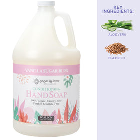 Ginger Lily Farms Conditioning Hand Soap 1 Gal Vanilla Sugar Bliss with soap dispenser