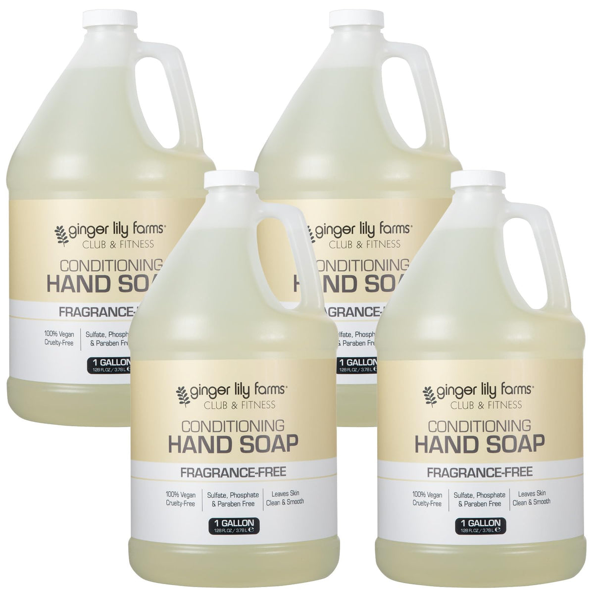 Ginger Lily Farms Conditioning Hand Soap 4-pack 1 gallon bottles front view