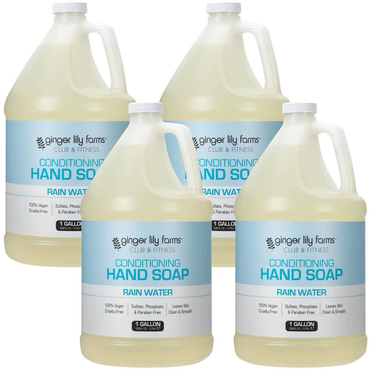 Ginger Lily Farms Conditioning Hand Soap 4pk 1 gallon Rain Water Scent front view