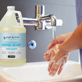 Ginger Lily Farms Conditioning Hand Soap in a spa setting