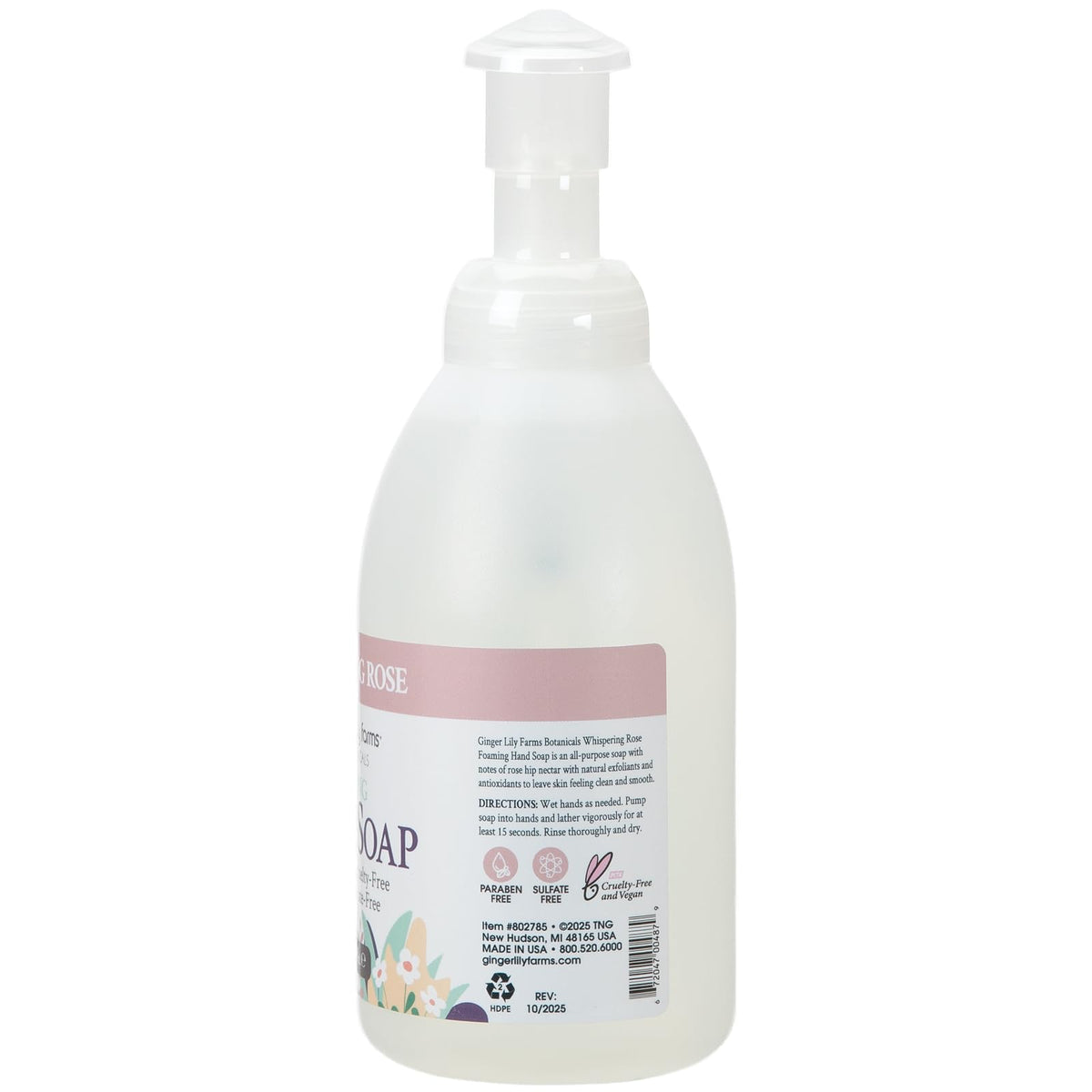 Ginger Lily Farms Foaming Hand Soap 20 fl oz side view