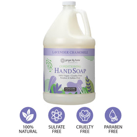 Ginger Lily Farms hand soap in a bathroom setting