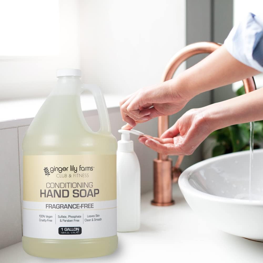 Ginger Lily Farms hand soap usage in a locker room