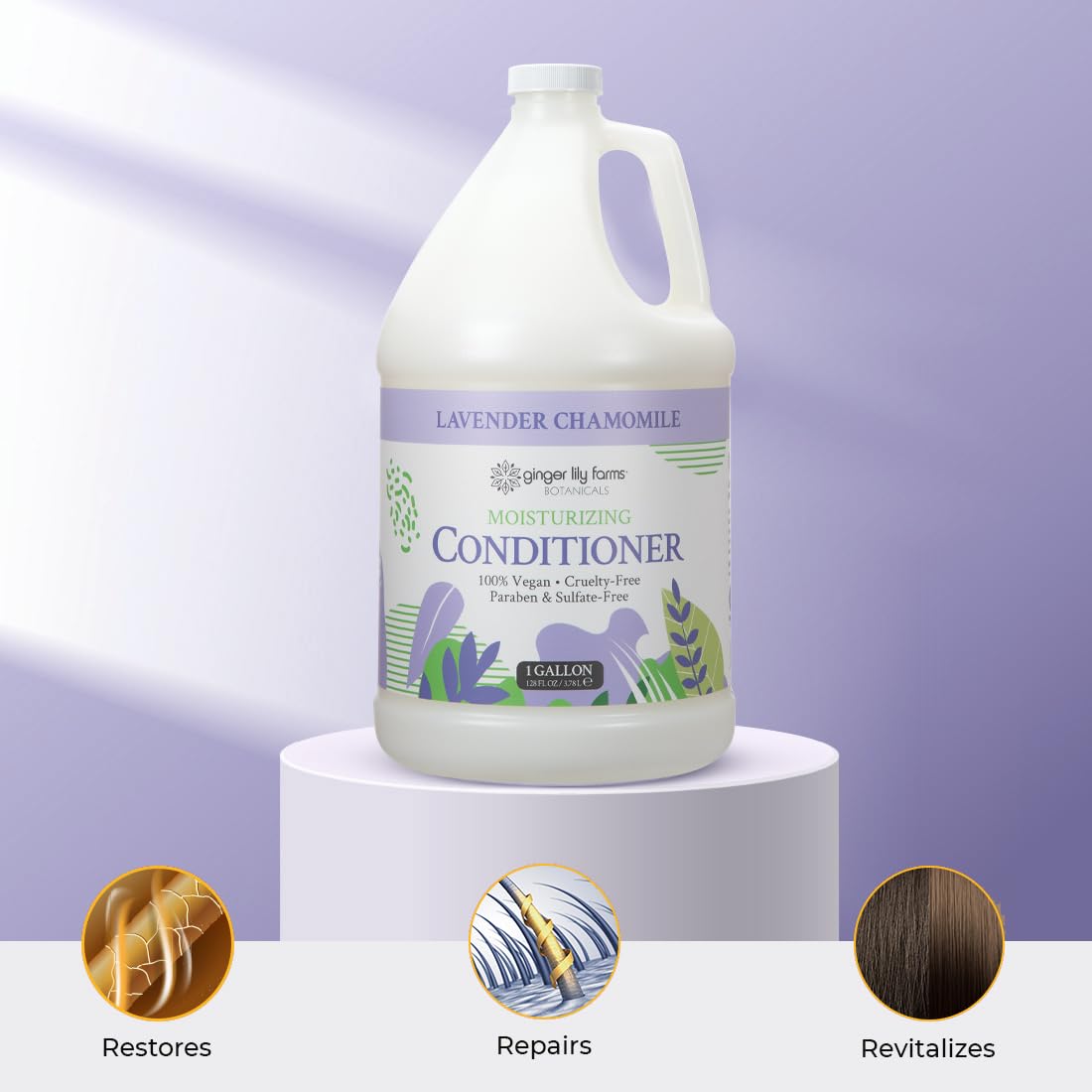 Ginger Lily Farms Lavender Chamomile Conditioner in a spa setting