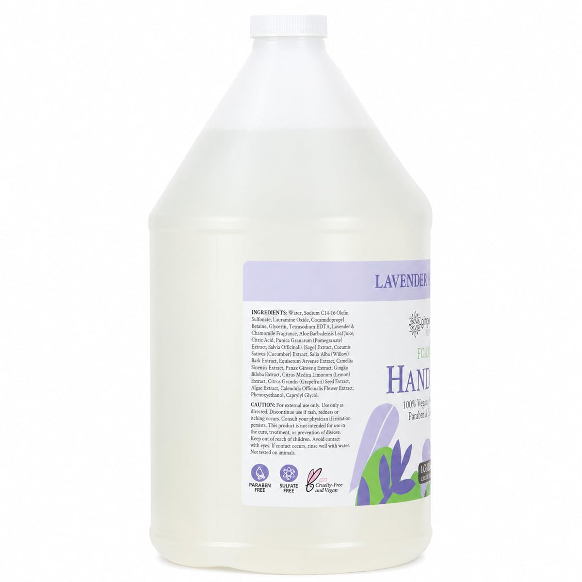 Ginger Lily Farms Lavender Chamomile Foaming Hand Soap with dispenser for foaming application