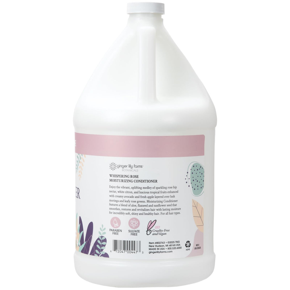 Ginger Lily Farms Moisturizing Conditioner back label with ingredients