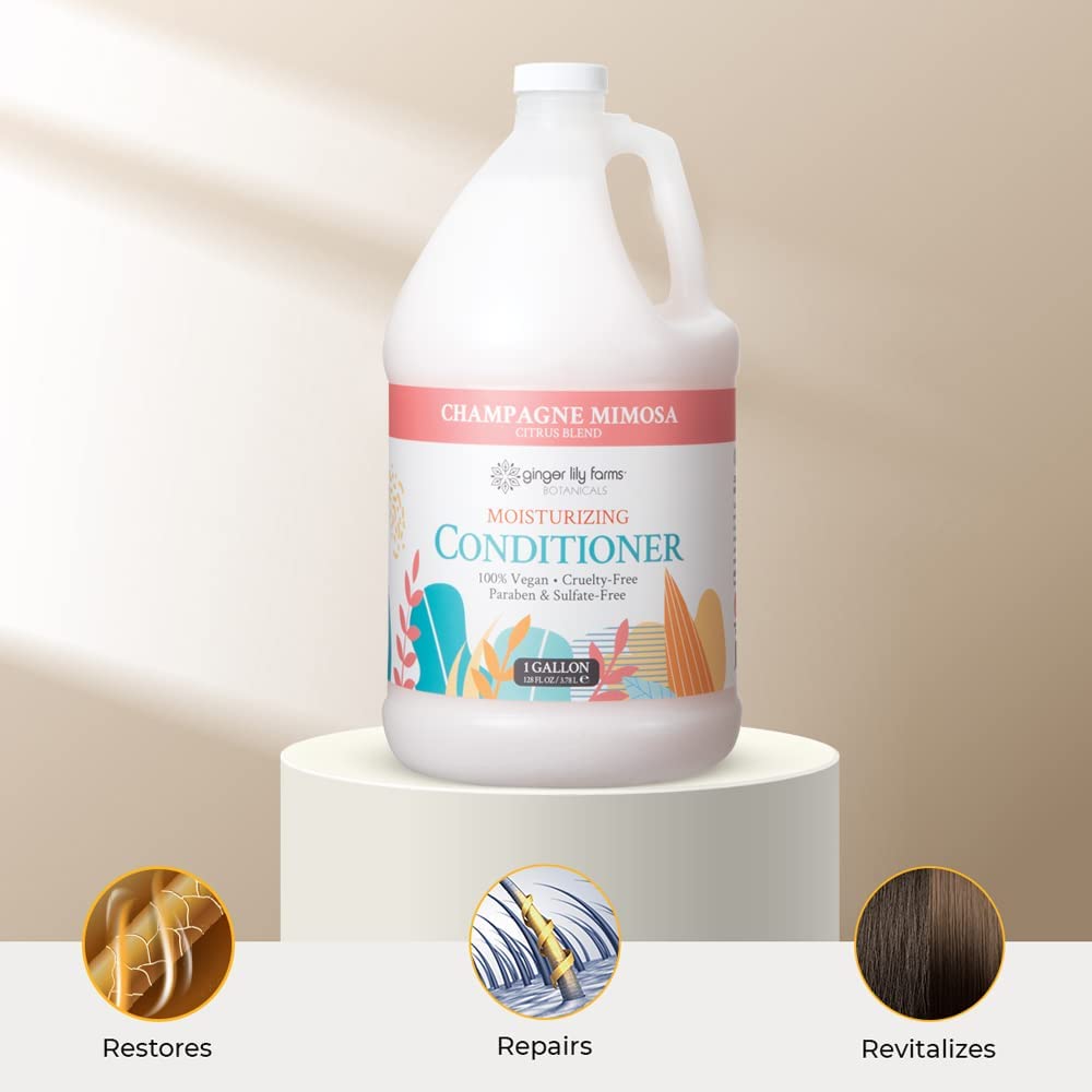 Ginger Lily Farms Moisturizing Conditioner poured into a dispenser