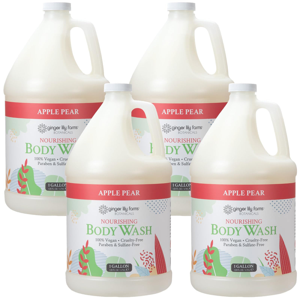 Ginger Lily Farms Nourishing Body Wash 1 Gallon Apple Pear scent front view