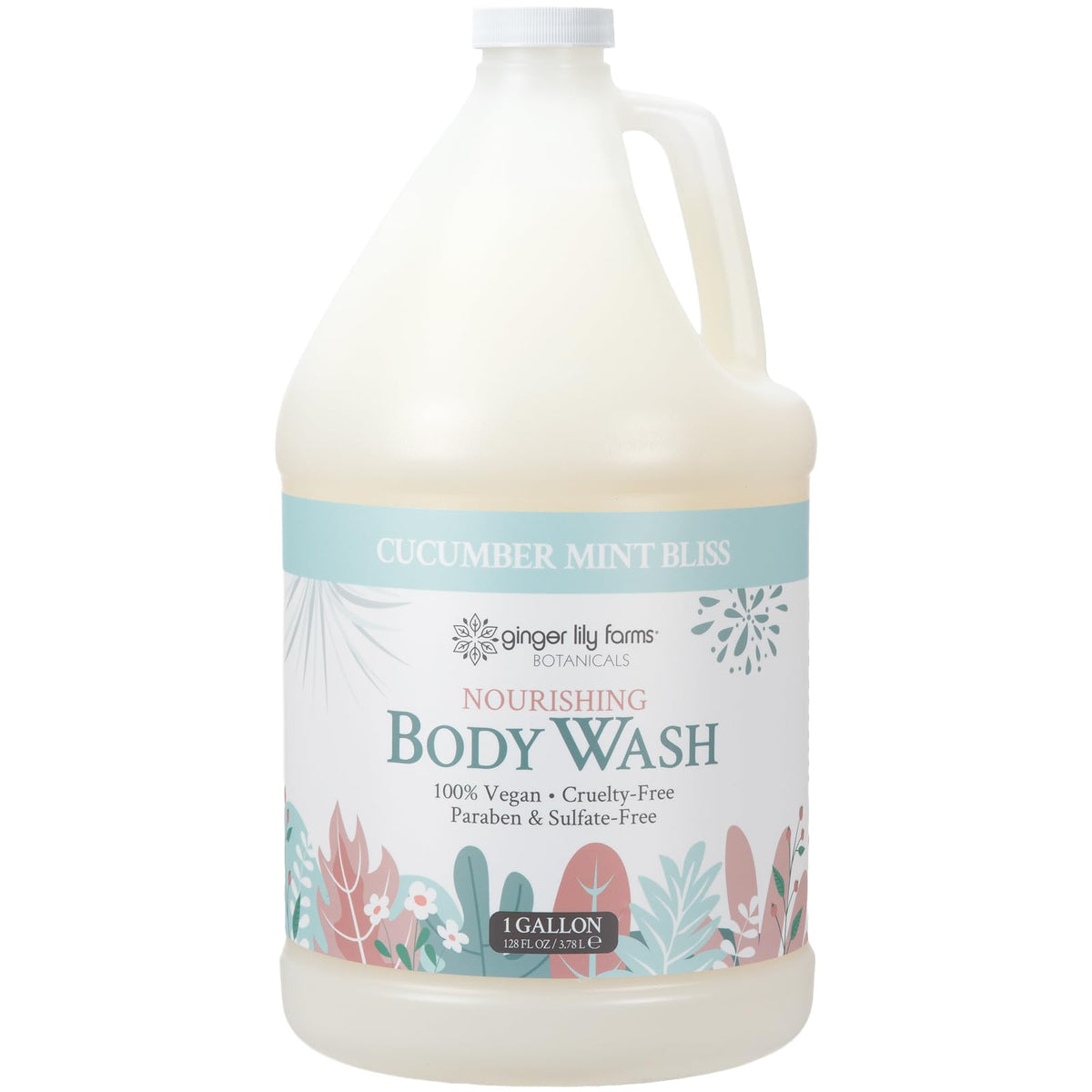 Ginger Lily Farms Nourishing Body Wash 1 Gallon Cucumber Mint Bliss back view