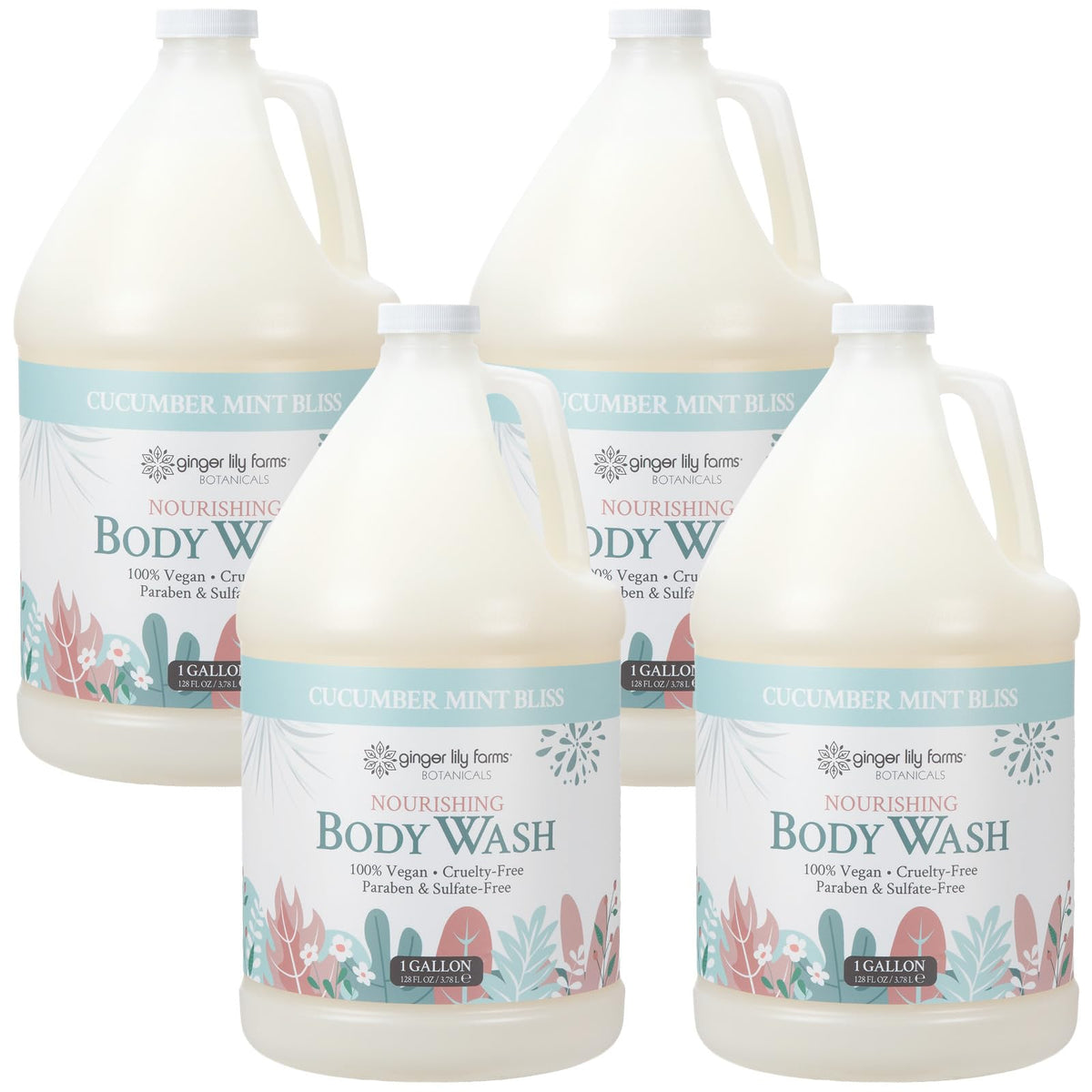 Ginger Lily Farms Nourishing Body Wash 1 Gallon Cucumber Mint Bliss front view