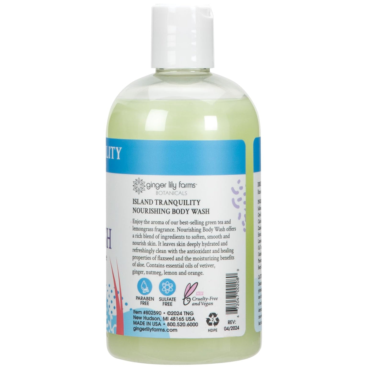 Ginger Lily Farms Nourishing Body Wash 12 fl oz back view