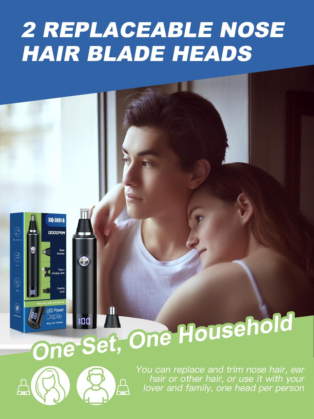 Ginity Ear & Nose Hair Trimmer with USB charging cable