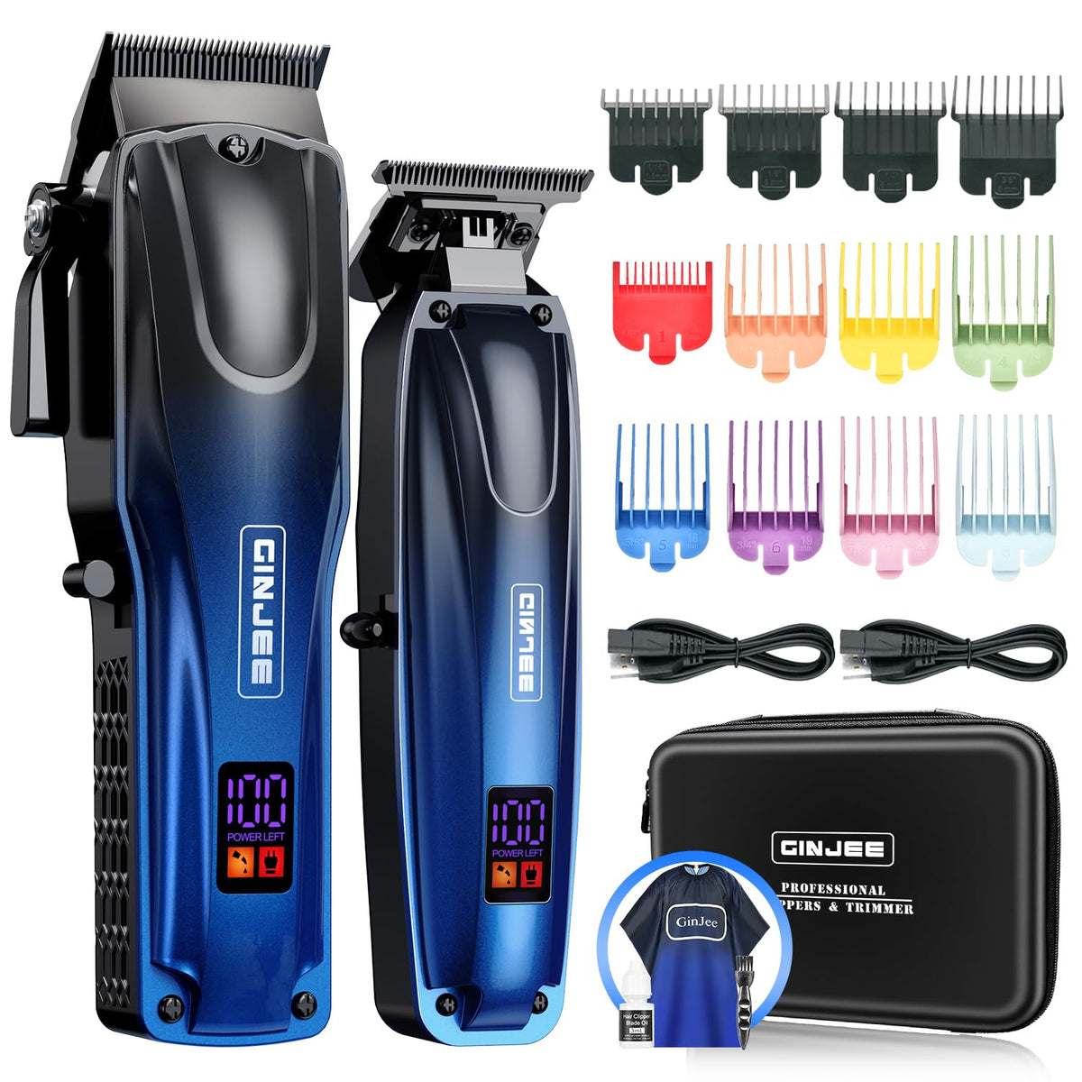 GinJee Cordless Hair Clippers and Trimmer Set front view