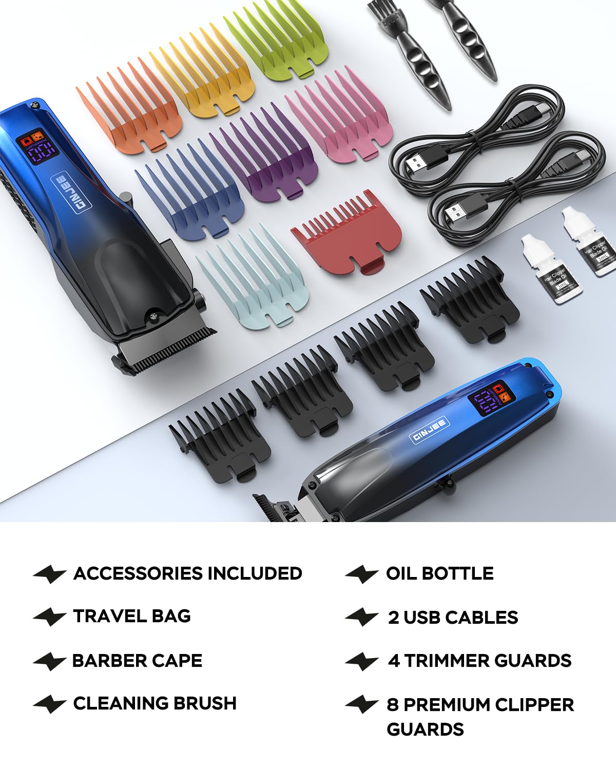 GinJee Cordless Hair Clippers showing USB-C charging port