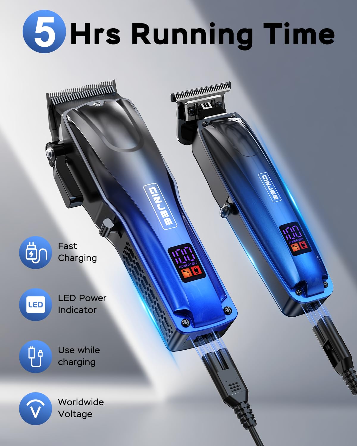 GinJee Cordless Hair Clippers with accessories