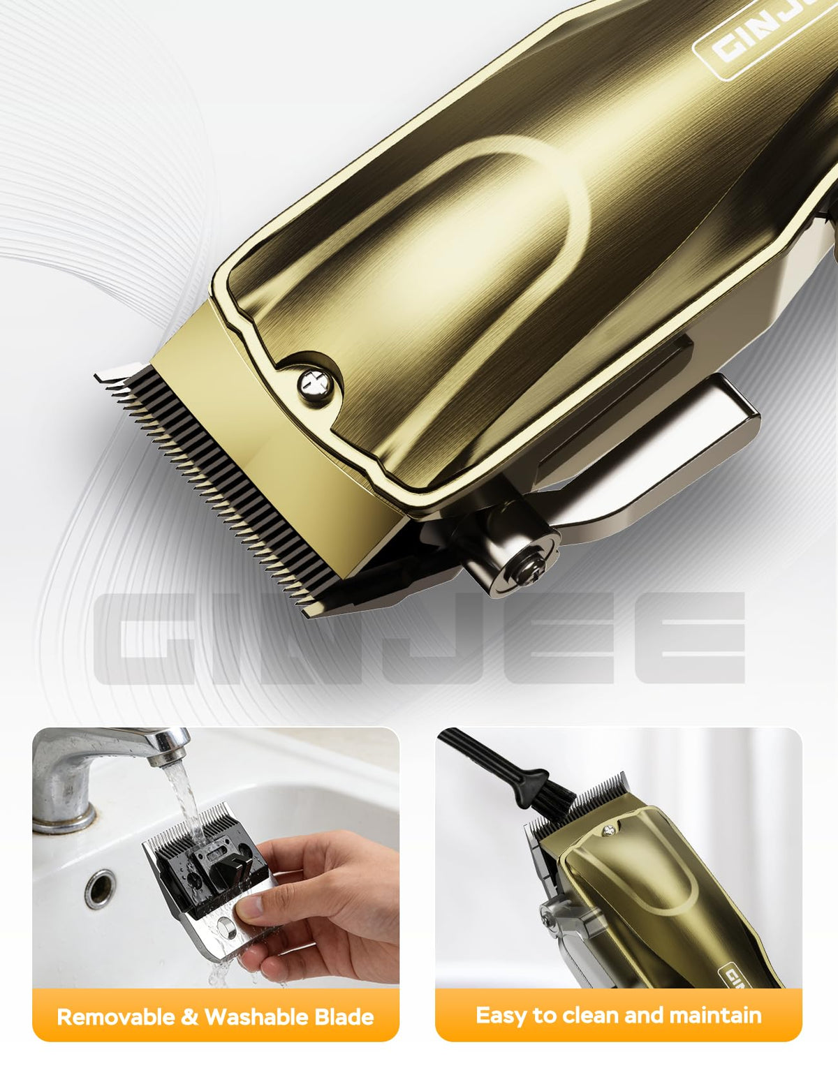 GinJee Hair Clippers displaying real-time LED digital display