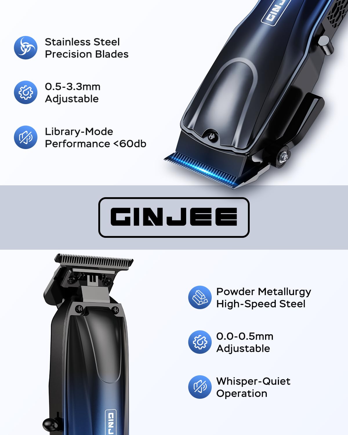 GinJee hair clippers showing LED digital display