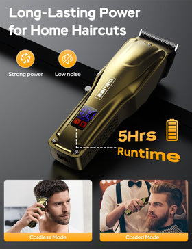 GinJee Hair Clippers side view with adjustable stainless steel blades