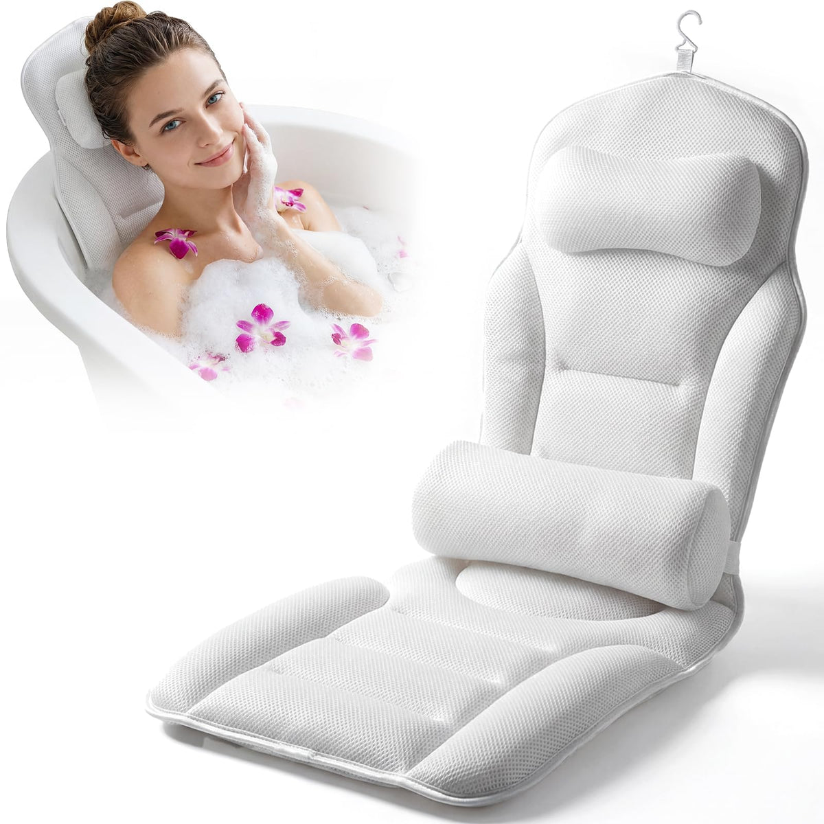 GIRAVO Full Body Bath Pillow front view with 5D air mesh