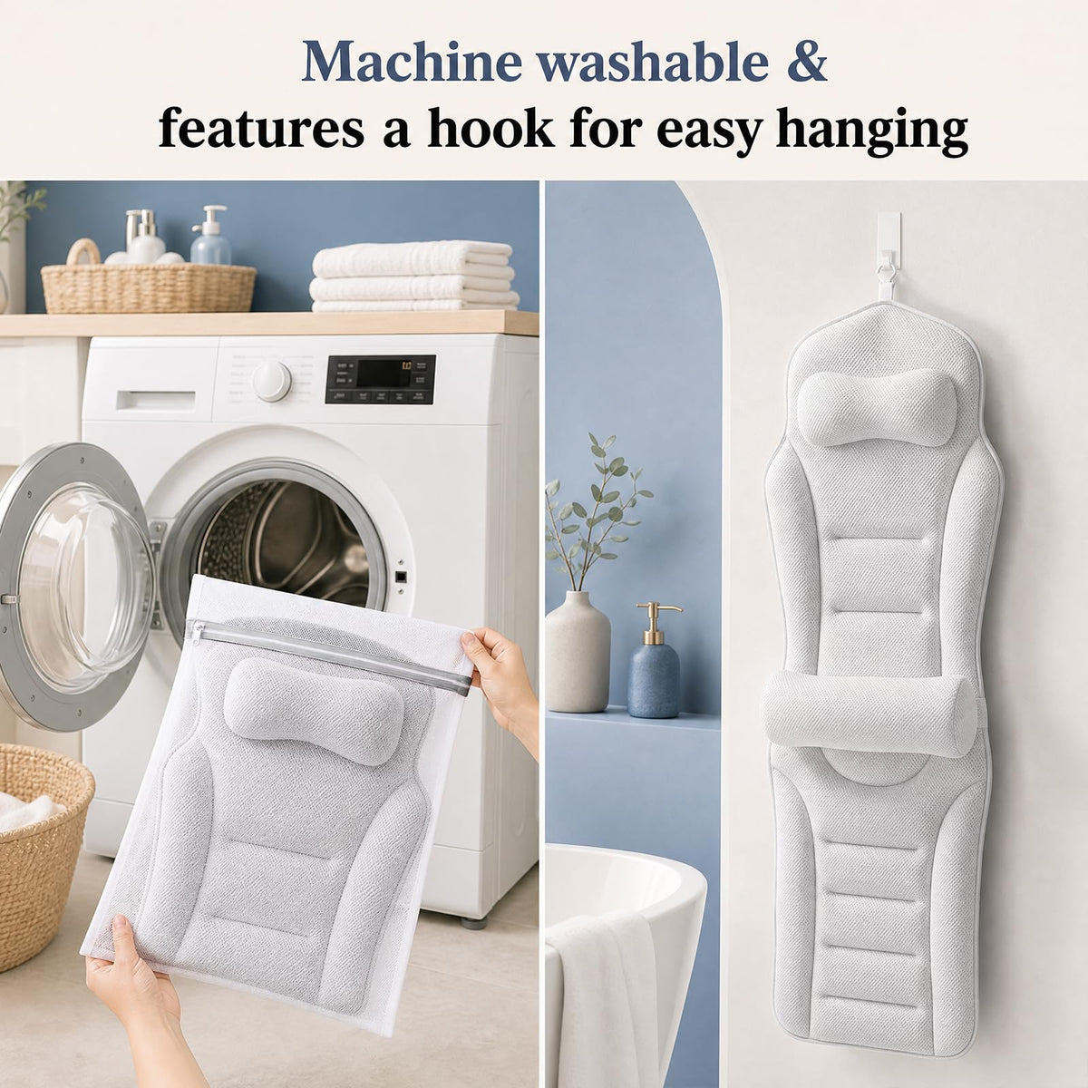 GIRAVO Full Body Bath Pillow showing ergonomic design