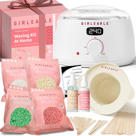 GIRLEARLE Digital Waxing Kit with white wax warmer and accessories