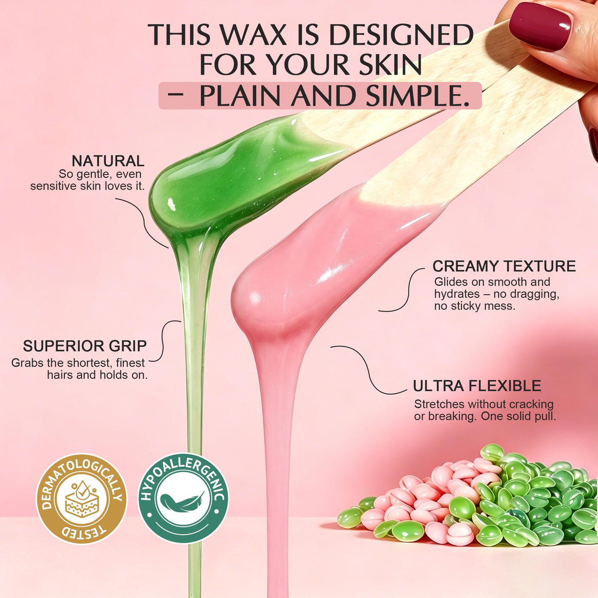 GIRLEARLE rose and aloe wax beads for hair removal