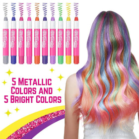 GirlZone Hair Chalks Set packaging with all 10 colours displayed