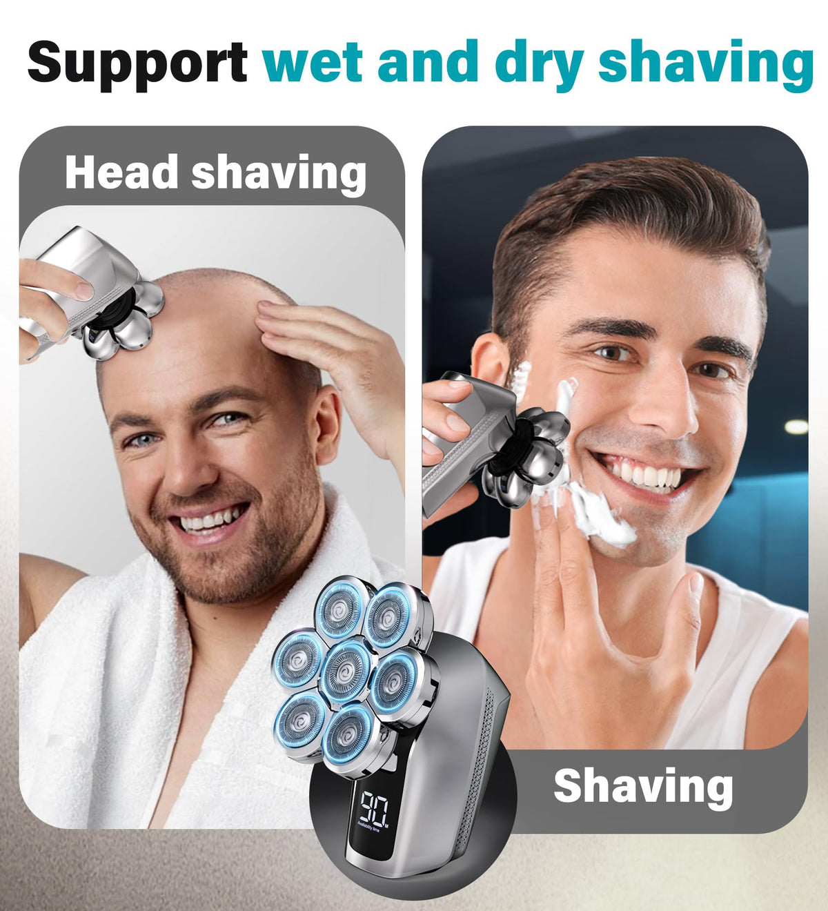 Gisaae head shaver with hair trimmer and guide combs