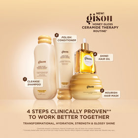 Gisou Honey Gloss Ceramide Therapy Hair Mask in bathroom setting