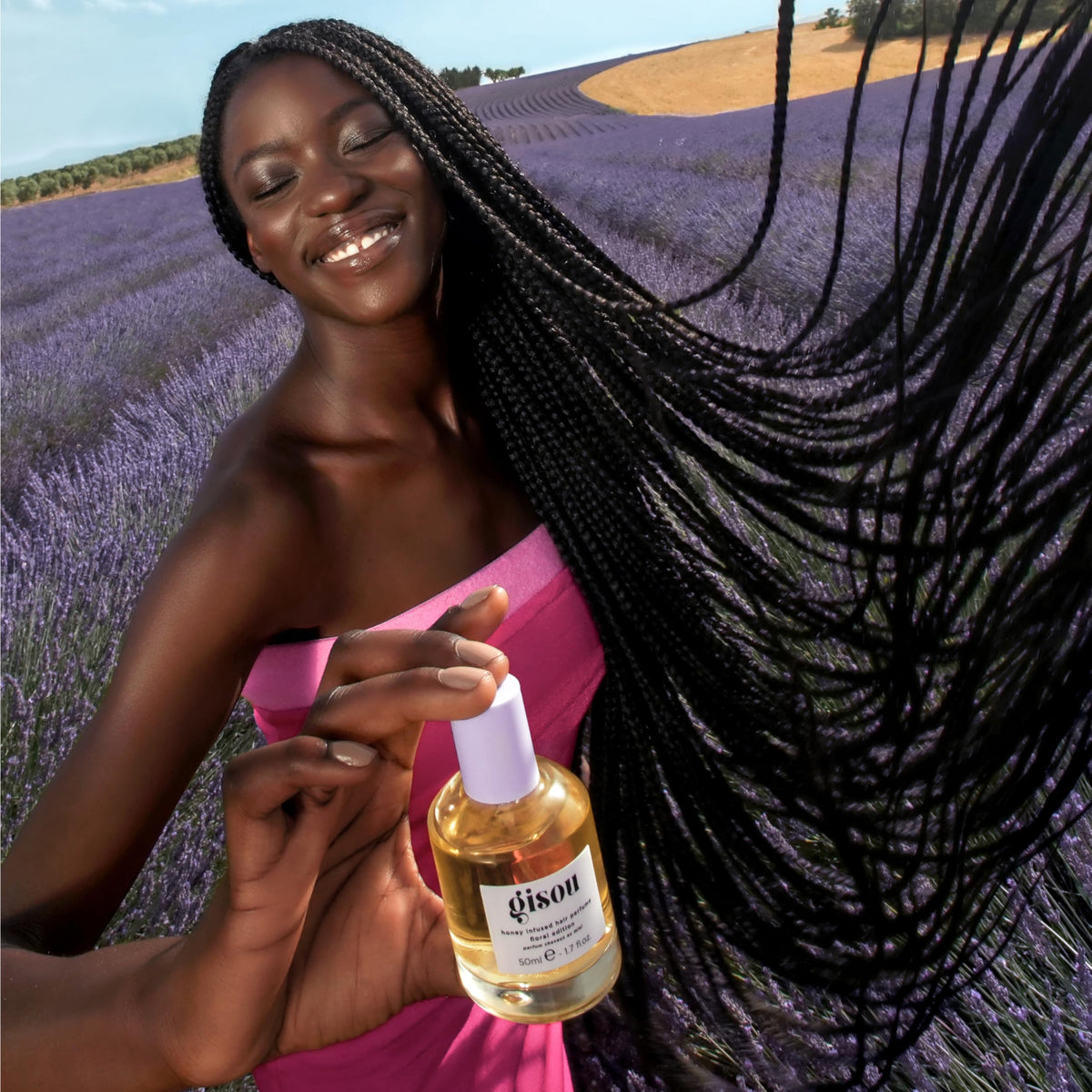 Gisou Honey Infused Hair Perfume Lavender Berry packaging details