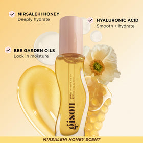 Gisou Honey Infused Lip Oil layered over lipstick