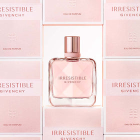 Givenchy Irresistible Eau De Parfum Spray 2.7 Oz with floral background