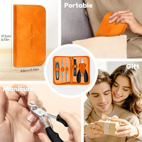 GJNL toenail clippers set displayed in elegant leather bag