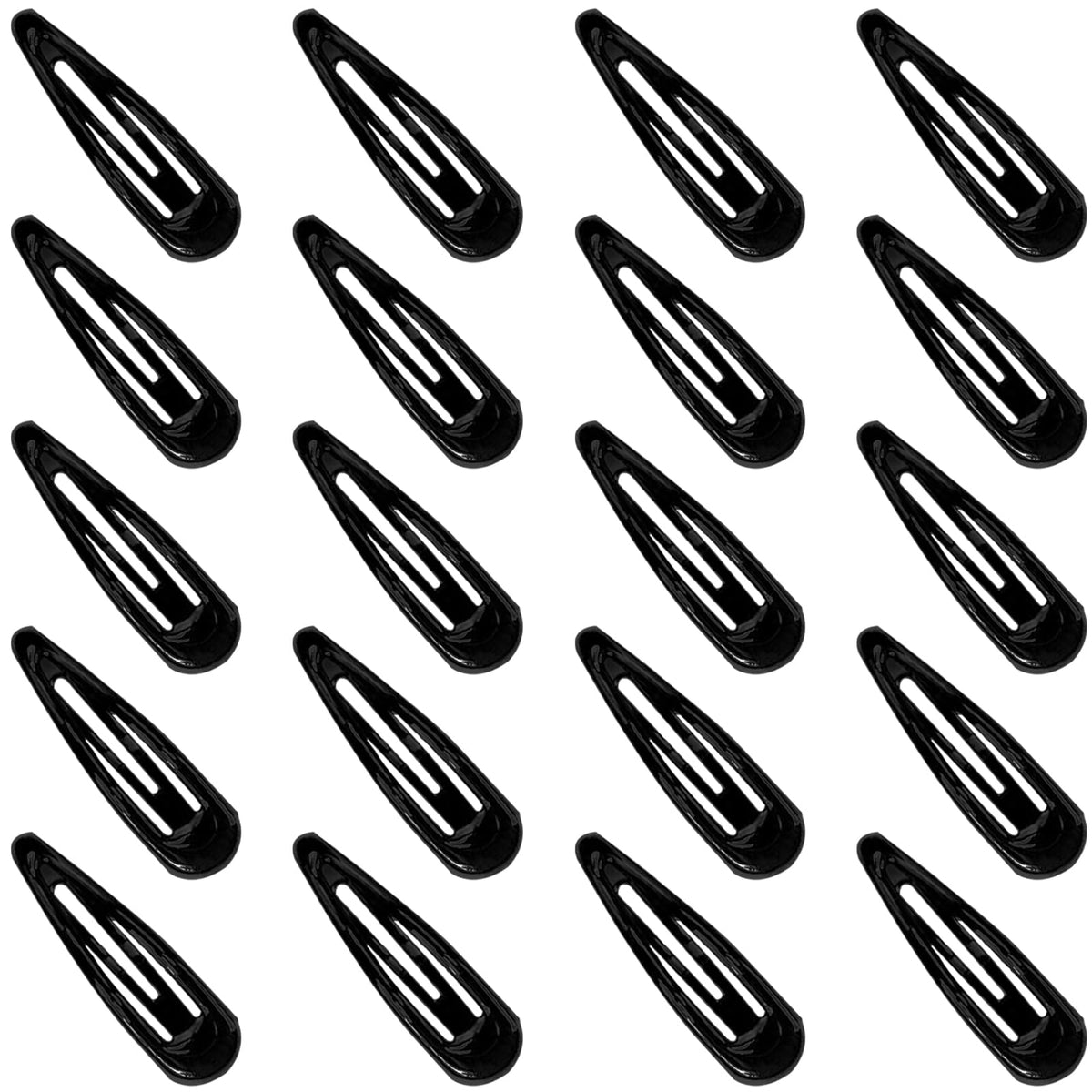 GKETN Snap Hair Clips 20 PCS black water drop design front view