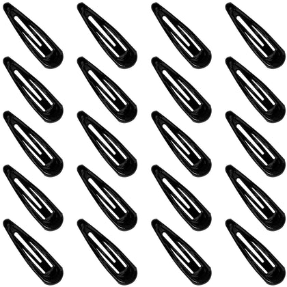 GKETN Snap Hair Clips 20 PCS black water drop design front view