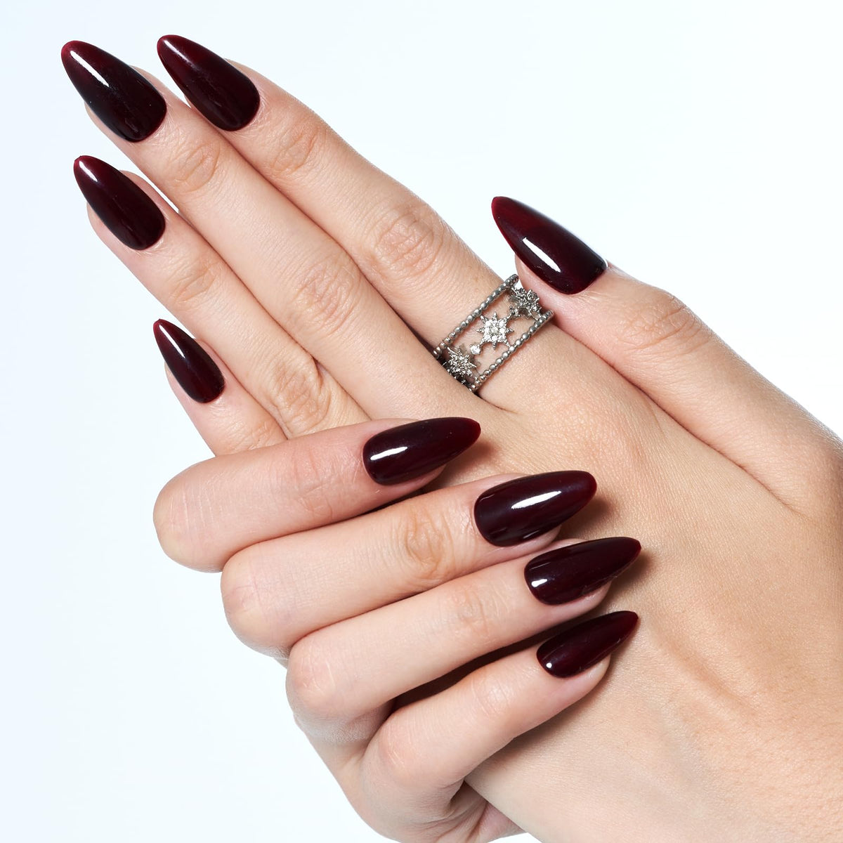 GLAMERMAID Dark Red Press on Nails side view
