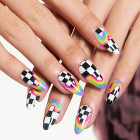 GLAMERMAID Rainbow Press on Nails glossy finish close-up