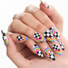 GLAMERMAID Rainbow Press on Nails Medium Almond front view